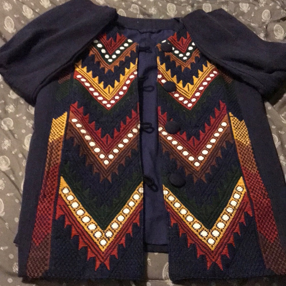 Vintage blue abstract jacket/ sweater